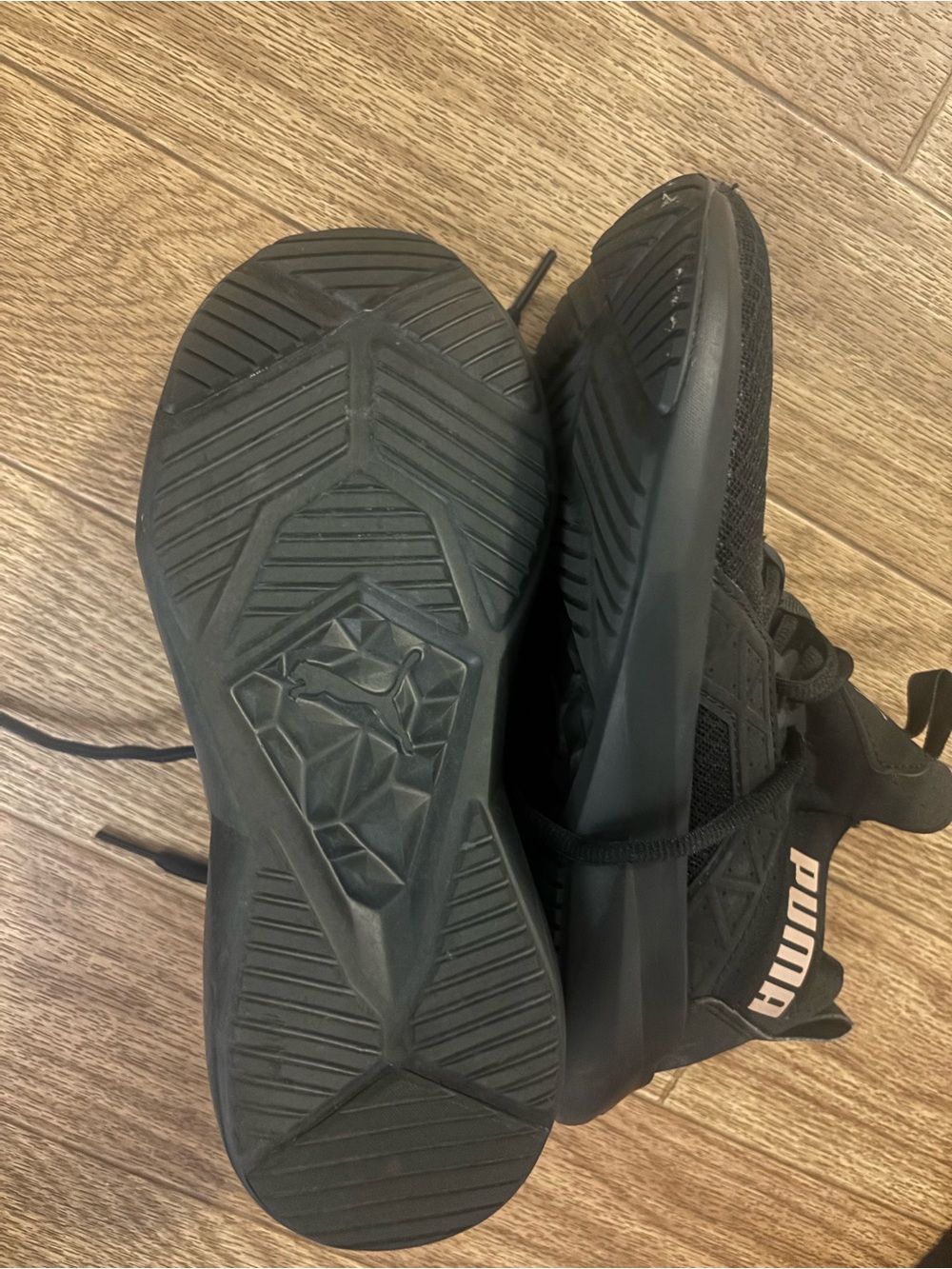 Puma Black Knit Sneakers with Light Pink Logo - Picture 4 of 4